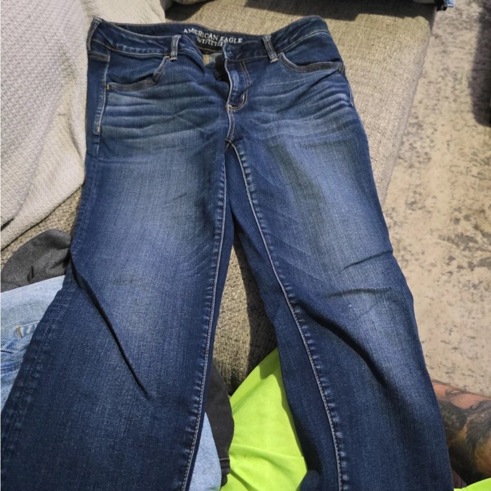 American Eagle Outfitters Women's Dark Blue Skinny Jeans 14 Long